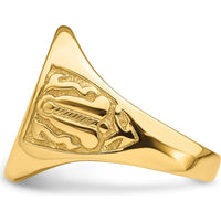 10K Yellow Gold Polished and Grooved Men's Masonic Ring - 18.9mm Top Width