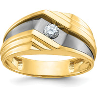 10K Yellow Gold Polished and Grooved Men's Ring - Elegant Statement Band by IBGoodman