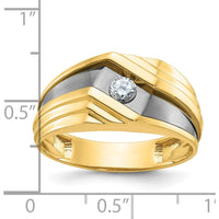 10K Yellow Gold Polished and Grooved Men's Ring - Elegant Statement Band by IBGoodman