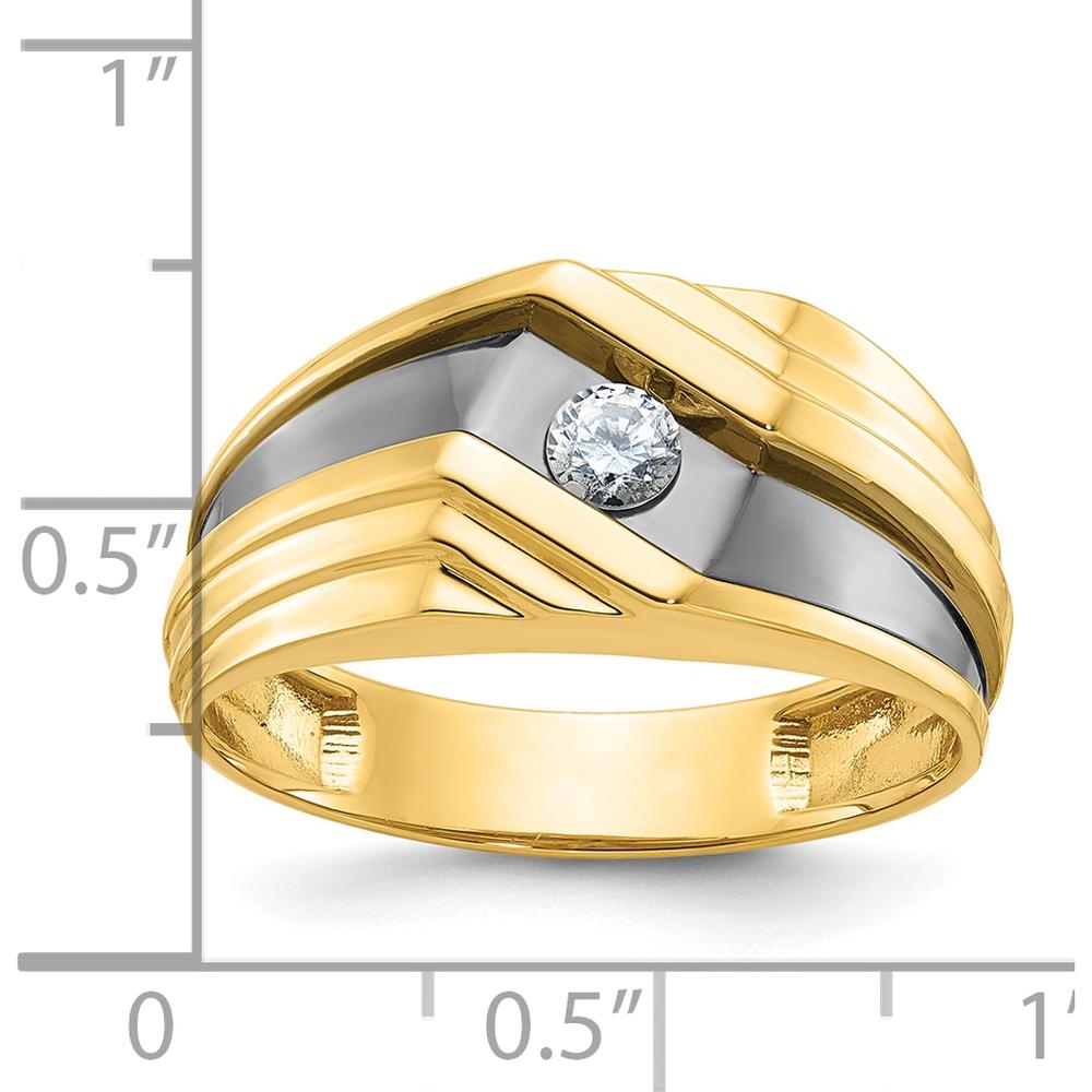 10K Yellow Gold Polished and Grooved Men's Ring - Elegant Statement Band by IBGoodman