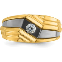 10K Yellow Gold Polished and Grooved Men's Ring - Elegant Statement Band by IBGoodman