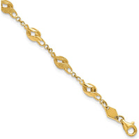 10K Yellow Gold Polished and Lasered Spiral Link 7.25" Bracelet