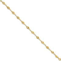 10K Yellow Gold Polished and Lasered Spiral Link 7.25" Bracelet