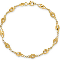10K Yellow Gold Polished and Lasered Spiral Link 7.25" Bracelet