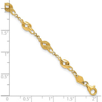 10K Yellow Gold Polished and Lasered Spiral Link 7.25" Bracelet