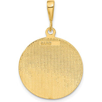 10K Yellow Gold Polished & Satin Angel Pendant - 36mm Length, 22mm Width