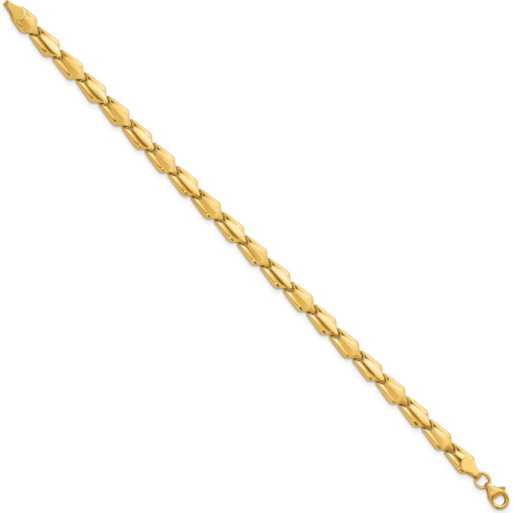 10K Yellow Gold Polished and Satin Fancy Link 7.5" Unisex Bracelet