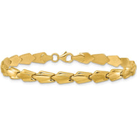 10K Yellow Gold Polished and Satin Fancy Link 7.5" Unisex Bracelet