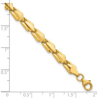 10K Yellow Gold Polished and Satin Fancy Link 7.5" Unisex Bracelet