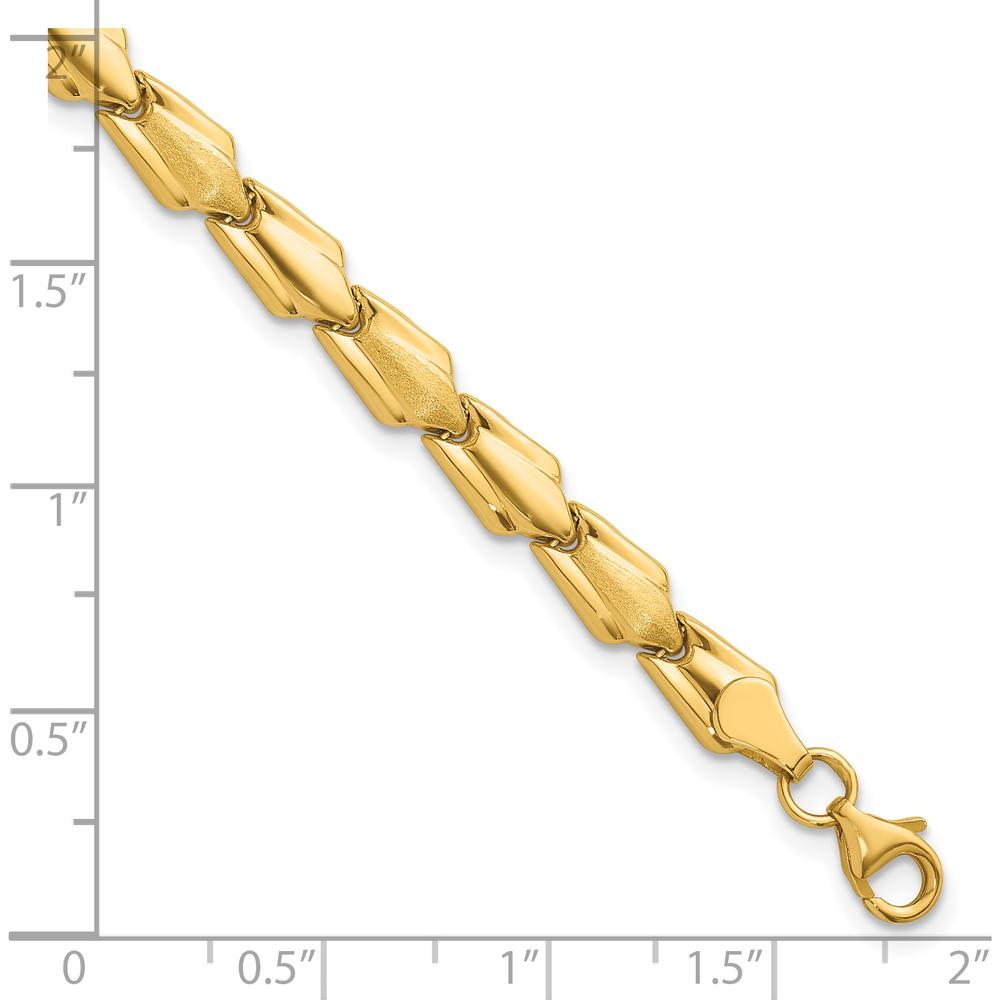 10K Yellow Gold Polished and Satin Fancy Link 7.5" Unisex Bracelet