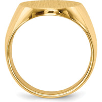 10K Yellow Gold Polished and Satin Finish Engravable Signet Ring for Men - 15.5x19.0mm
