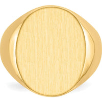 10K Yellow Gold Polished and Satin Finish Engravable Signet Ring for Men - 15.5x19.0mm