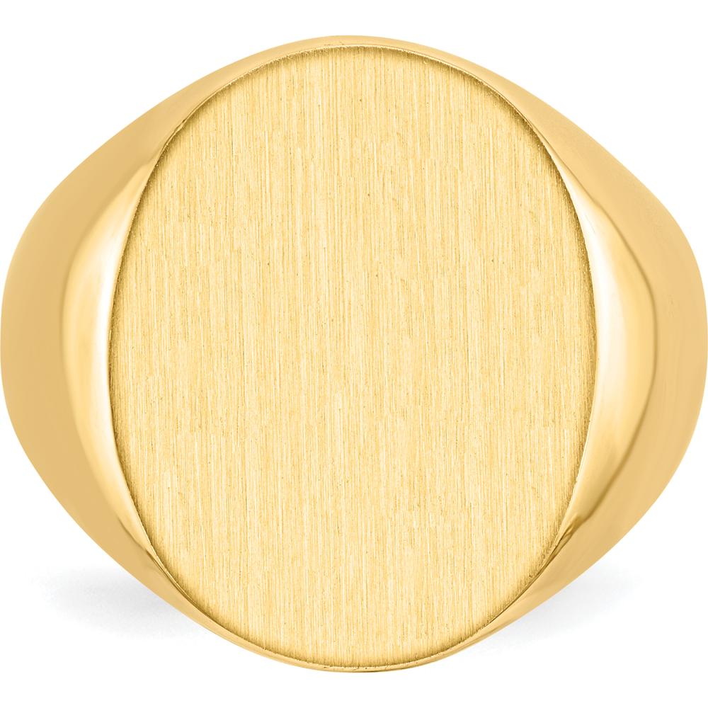 10K Yellow Gold Polished and Satin Finish Engravable Signet Ring for Men - 15.5x19.0mm
