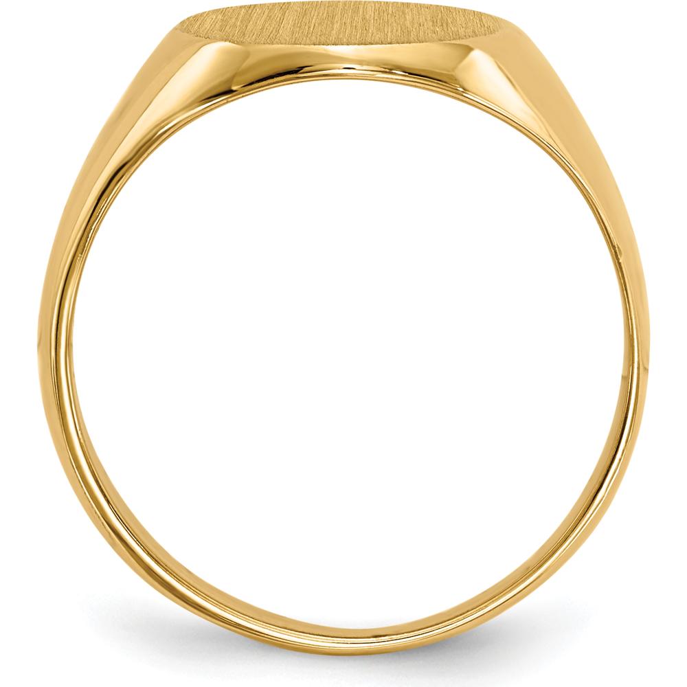 10K Yellow Gold Polished & Satin Finish Signet Ring - Engravable, Tapered Band