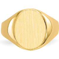10K Yellow Gold Polished & Satin Finish Signet Ring - Engravable, Tapered Band