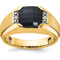 10K Yellow Gold Polished and Satin Men's Ring with Bold Gemstone Setting by IBGoodman