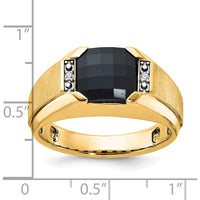 10K Yellow Gold Polished and Satin Men's Ring with Bold Gemstone Setting by IBGoodman