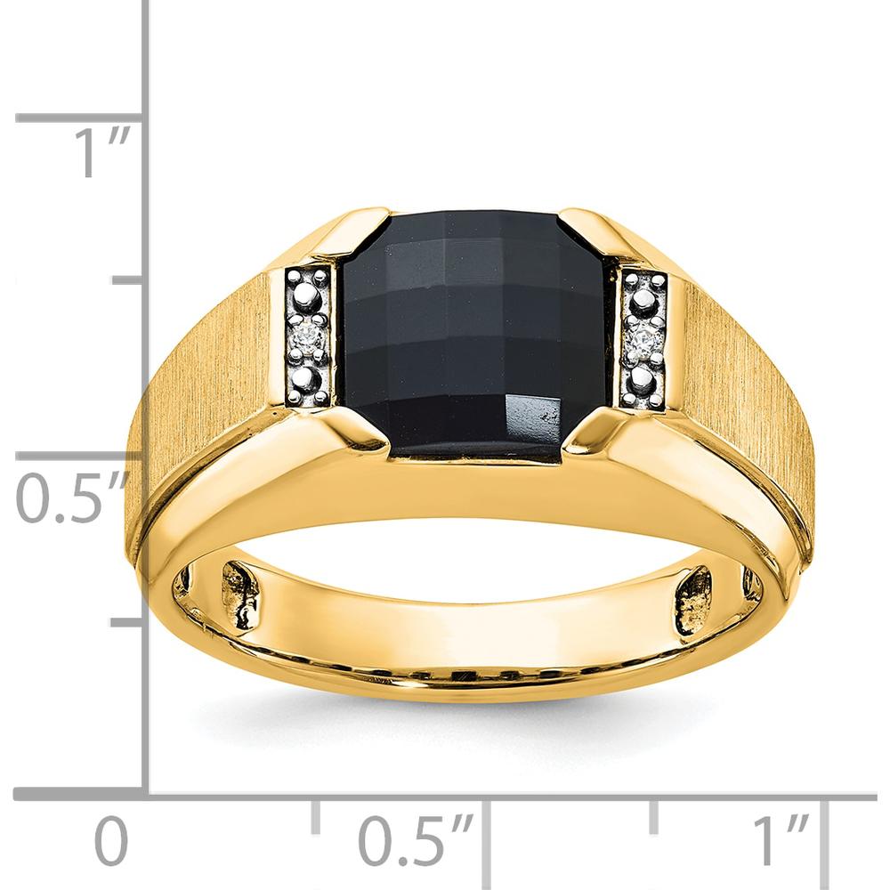 10K Yellow Gold Polished and Satin Men's Ring with Bold Gemstone Setting by IBGoodman