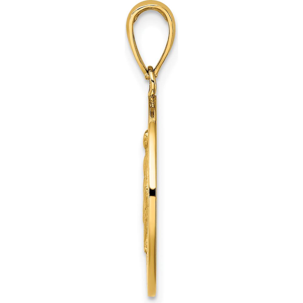10K Yellow Gold Polished and Satin Miraculous Medal Charm - 25.3mm Length