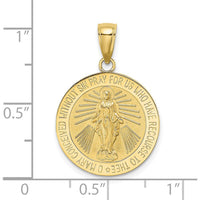 10K Yellow Gold Polished and Satin Miraculous Medal Charm - 25.3mm Length