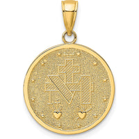 10K Yellow Gold Polished and Satin Miraculous Medal Charm - 25.3mm Length