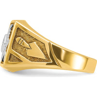 10K Yellow Gold Polished and Textured Blue Lodge Master Masonic Ring for Men by IBGoodman