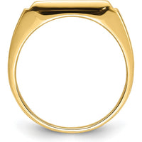 10K Yellow Gold Polished and Textured Masonic Ring Mounting for Custom Stone, 12x10mm Rectangle Setting