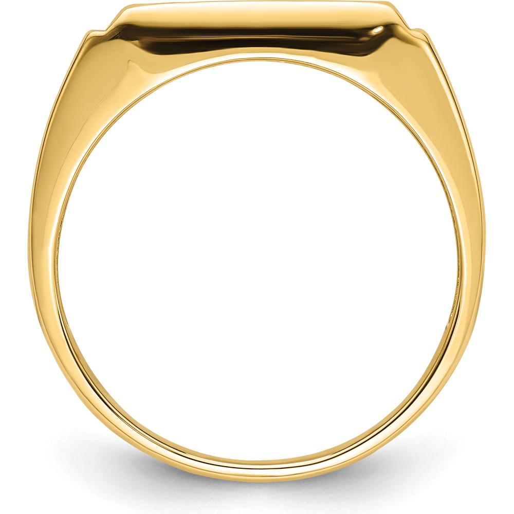 10K Yellow Gold Polished and Textured Masonic Ring Mounting for Custom Stone, 12x10mm Rectangle Setting