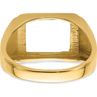 10K Yellow Gold Polished and Textured Masonic Ring Mounting for Custom Stone, 12x10mm Rectangle Setting
