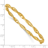 10K Yellow Gold Polished and Twisted 4mm Hinged Bangle - Unisex