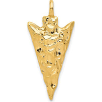 10K Yellow Gold Polished Arrow Head Charm Pendant - 31mm Length