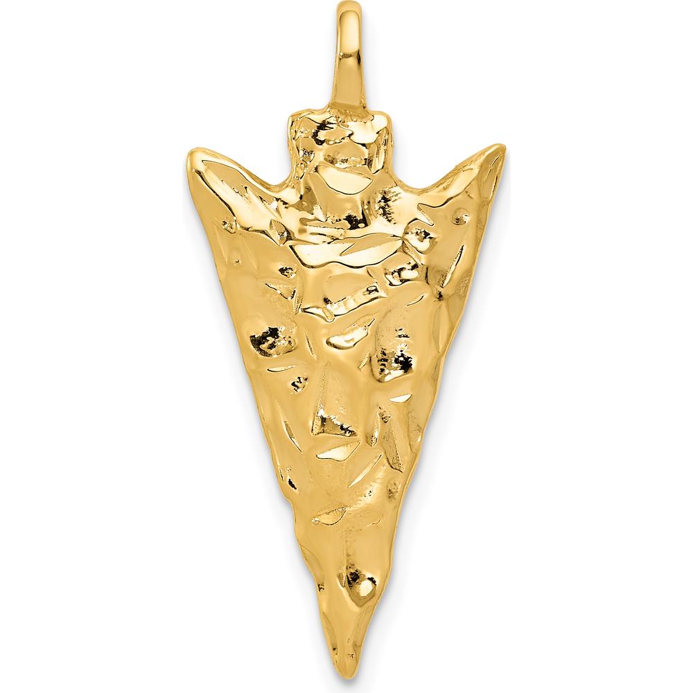 10K Yellow Gold Polished Arrow Head Charm Pendant - 31mm Length