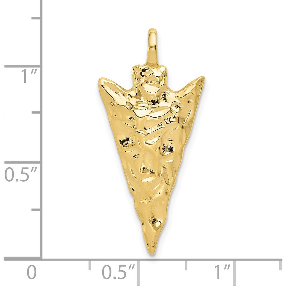 10K Yellow Gold Polished Arrow Head Charm Pendant - 31mm Length