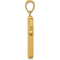 10K Yellow Gold Polished Beveled Stick Cross Pendant with Frame - Faith and Elegant Design