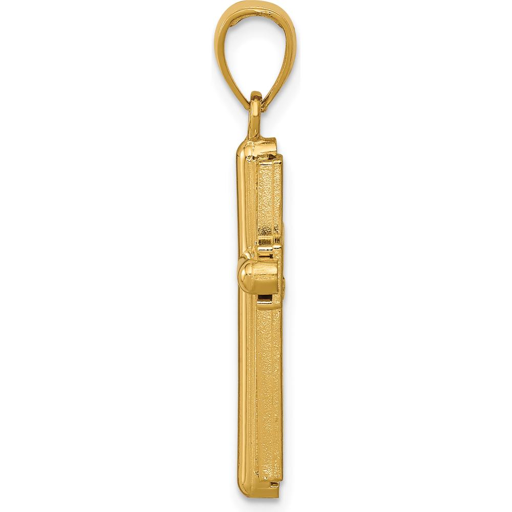 10K Yellow Gold Polished Beveled Stick Cross Pendant with Frame - Faith and Elegant Design