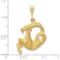 10K Yellow Gold Polished Capricorn Zodiac Charm - 30mm Length, 20mm Width
