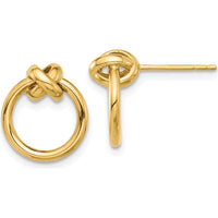 10K Yellow Gold Polished Circle Button Post Earrings