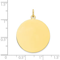 10K Yellow Gold Polished Circular Engravable Disc Charm - 24mm
