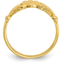 10K Yellow Gold Polished Claddagh Ring - 2mm Band Width, 11.6mm Top Length