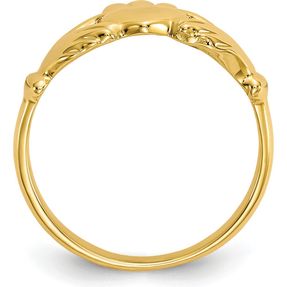 10K Yellow Gold Polished Claddagh Ring - 2mm Band Width, 11.6mm Top Length