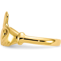 10K Yellow Gold Polished Claddagh Ring - 2mm Band Width, 11.6mm Top Length