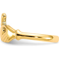10K Yellow Gold Polished Claddagh Ring with Heart and Hands - Solid 2mm Band