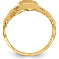 10K Yellow Gold Polished Claddagh Ring with Tapered Band - Symbol of Love, Friendship & Loyalty