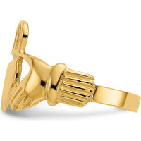 10K Yellow Gold Polished Claddagh Ring with Tapered Band - Symbol of Love, Friendship & Loyalty