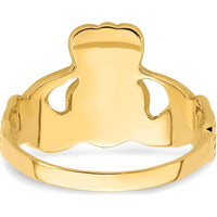 10K Yellow Gold Polished Claddagh Ring with Tapered Band - Symbol of Love, Friendship & Loyalty
