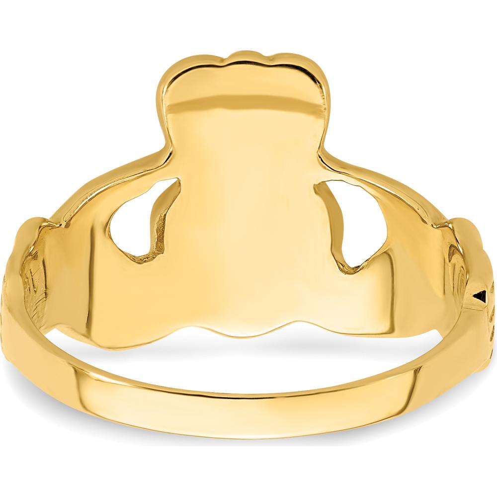 10K Yellow Gold Polished Claddagh Ring with Tapered Band - Symbol of Love, Friendship & Loyalty