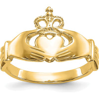 10K Yellow Gold Polished Claddagh Ring with Twisted Band Design