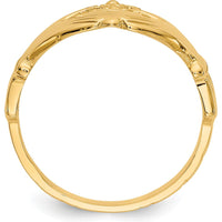 10K Yellow Gold Polished Claddagh Ring with Twisted Band Design