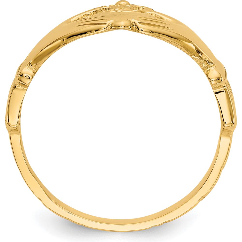 10K Yellow Gold Polished Claddagh Ring with Twisted Band Design