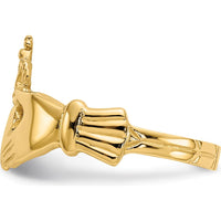 10K Yellow Gold Polished Claddagh Ring with Twisted Band Design